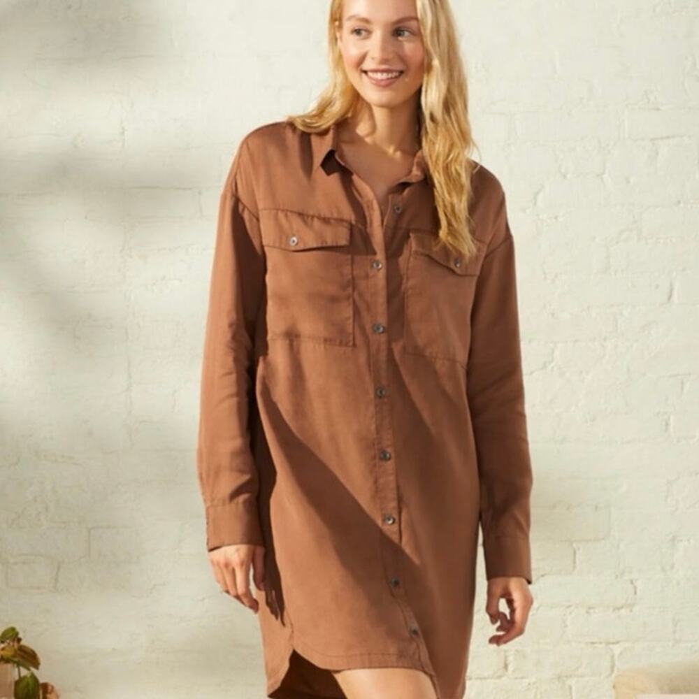 Women’s UpWest Brown All-Around Button Down Shirt Dress Size Small
